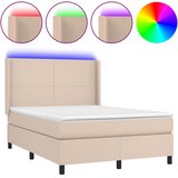  Krevet box spring madrac LED cappuccino 140x200cm umjetna koža | shoptok.hr