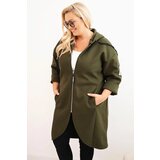 Kesi Włoski Elegant Plus Size women's coat with a collar and large pockets fango Cijene