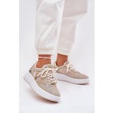 Boto Women's Sports Shoes With Mesh And Studs Beige Ogalda | Shoptok.si