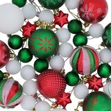  Set božićnih kuglica 88 kom. Crvena, zelena i bijela Ø 6 cm | shoptok.hr