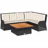  5-dijelna vrtna garnitura od poliratana s jastucima crna 110 x 67 x 95 cm | shoptok.hr