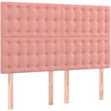  LED posteljno vzglavje roza 144x5x118/128 cm žamet, (20951603) | Shoptok.si