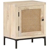 vidaXL Noćni ormarić 40x30x50 cm masivno drvo manga i prirodna trska | shoptok.hr