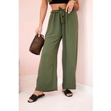 Kesi Włoski Trousers with a wide waistband light khaki Cene