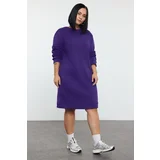 Trendyol Curve Dark Purple 2 Yarn Non-raised Knit Plus Size Dress