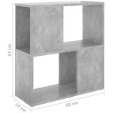 Ormarić za knjige siva boja betona 60x24x63cm konstruirano drvo | shoptok.hr