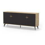 Marckeric Crna/u prirodnoj boji niska komoda u dekoru hrasta 185x79 cm Nola – | shoptok.hr