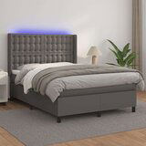  Box spring s madracem LED sivi 140x190cm od umjetne kože | shoptok.hr