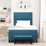 Box Postelja z vzmetnico z vzmetnico Temno modra 120 x 200 cm Žamet, (5000128420) | Shoptok.si