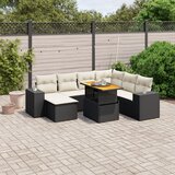 Maison Chic Seti vrtnega pohištva - Vrtna garnitura - Vrtni pohištvo set 8-delna z blazinami črn poli ratan, (21799358) | Shoptok.si