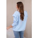 Kesi Cotton blouse with pleats on the shoulders blue | shoptok.hr