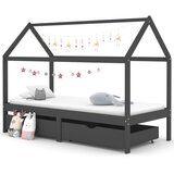 vidaXL Otroški posteljni okvir s predali temno siva borovina 90x200 cm Cene