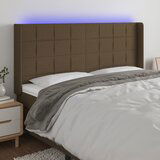 The Living Store LED posteljno vzglavje temno rjavo 183x16x118/128 cm blago - LED Vzglavje, (21659764) Cene