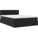  LED krevet za pohranu s madracem Crna 140 x 190 cm Baršun | shoptok.hr