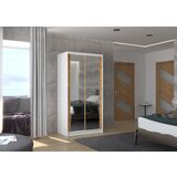 ADRK Klizni ormar s ogledalom NEVIO, 100 cm - BIJELA-HRAST | shoptok.hr