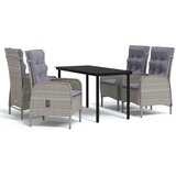  5-dijelni vrtni blagovaonski set s jastucima sivo-crni Siva Dužina stola 80 cm | Shoptok.si