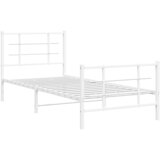  Metalni okvir kreveta uzglavlje i podnožje bijeli 90x190 cm | shoptok.hr