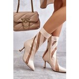 Gemre PS1 Fashionable Women's High Heel Boots Beige Deyna | shoptok.hr
