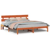  Krevetna konstrukcija s uzglavljem vosak smeđa 200x200 cm od punog borovog drveta | shoptok.hr
