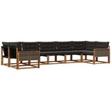 vidaXL Zunanja garnitura za sedenje z blazino 7 pcs Naravna in črna, (5000272879) | Shoptok.si