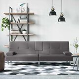 Kauč na razvlačenje s držačima za čaše sivi od umjetne kože | shoptok.hr