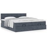 vidaXL Otomanski posteljni okvir z vzmetnicami siv 200x200cm žamet | Shoptok.si