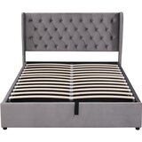 Lumor Oblazinjena postelja s predalom iz žameta 140x200 cm z letveno podlago - siva, (22150839) | Shoptok.si