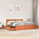  Krevet s ladicama i madracem voštano smeđi 200x200 cm borovina | shoptok.hr
