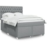 vidaXL Box spring postelja z vzmetnico svetlo siva 140x200 cm blago | Shoptok.si