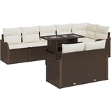 vidaXL 9-dijelni vrtni sofa set s jastučićima smeđa poli ratan u