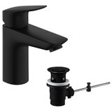 Hansgrohe Logis 100 Matt Black baterija (slavina) za umivaonik sa odlivnim ventilom sifona pop-up 71100670 | ePonuda.com