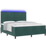 vidaXL Postelja s vzmetnico in LED temno zelena 180x200 cm iz žameta, (22050268) | Shoptok.si