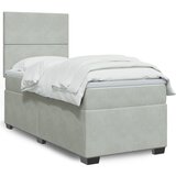 vidaXL Box spring postelja z vzmetnico svetlo siva 90x200 cm žamet | Shoptok.si