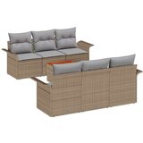 vidaXL Vrtna sedežna garnitura z blazino 7 pcs Bež poli ratan, (5000142887) | Shoptok.si