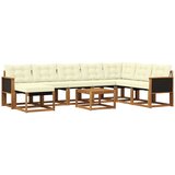 vidaXL Zunanja garnitura za sedenje z blazino 9 pcs Naravna in smetana, (5000282399) | Shoptok.si