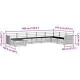  Set vanjskih sofa 8 kom. Prirodna Čvrsto drvo akacije Smeđa 406 x 247,5 x 73 cm | shoptok.hr