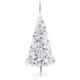 vidaXL Umetna osvetljena novoletna jelka z bunkicami srebrna 120cm PET | Shoptok.si