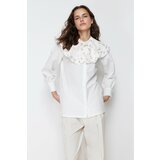 Trendyol Ecru Large Embroidered Baby Collar Cotton Woven Shirt Cene