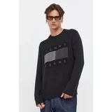Tommy Jeans Bombažen pulover črna barva