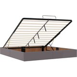 vidaXL Otomanski posteljni okvir z vzmetnico siv 160x200 cm um. usnje | Shoptok.si