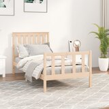 The Living Store Posteljni okvir z vzglavjem 100x200 cm trdna borovina - Posteljni Okvir, (21449869) | Shoptok.si