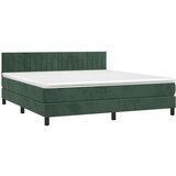  Krevet box spring s madracem LED tamnozeleni 160x200 cm baršun | shoptok.hr