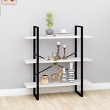  The Living Store Knjižna omara 3-nadstropna bela 100x30x105 cm trdna borovina - Knjižna Omara, (21431298) Cene