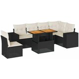 Maison Chic Seti vrtnega pohištva - Vrtna garnitura - Vrtni pohištvo set 7-delna z blazinami črn poli ratan, (21802635) | Shoptok.si