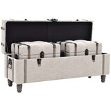 3 Set kom klupe za pohranu od masivnog drva i čelika 112 x 37 x 45 cm | shoptok.hr