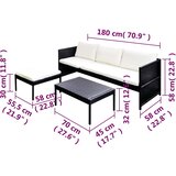  3-dijelna vrtna garnitura od poliratana s jastucima crna | shoptok.hr