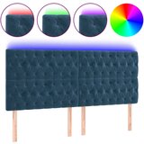 vidaXL LED posteljno vzglavje temno modro 200x7x118/128 cm žamet, (20793795) Cene