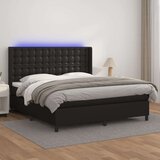 Box spring s madracem LED crni 180x200cm od umjetne kože Cijene
