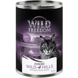 Wild Freedom Adult Sterilised 6 x 400 g - receptura brez žitaric - Wild Hills Sterilised - piščanec z raco