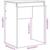 vidaXL Pisalna miza Črni hrast Inženirski les 60 x 40 x 76 cm | Shoptok.si